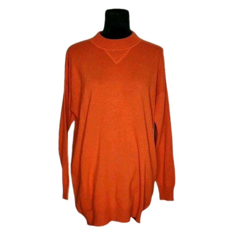 Erika Cavallini Orange Oversized Wool Cashmere Blend Sweater Size Small Euc